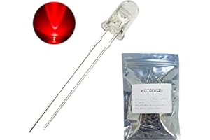 WOTOFULIN 5mm Red LED Diode Lights 100pcs DC 2V 20mA Round Clear Lens Electronics Components Light Emitting Diodes LED Light Bulbs