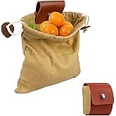 FuninCrea Canvas Foraging Bag Leather Waxed Canvas Collapsible Foraging Pouch Mushroom Foraging Bag Sturdy Multifunction Belt Outdoor Foraging Bag for Fruits, Vegetables, Mushrooms, Tools (Khaki)
