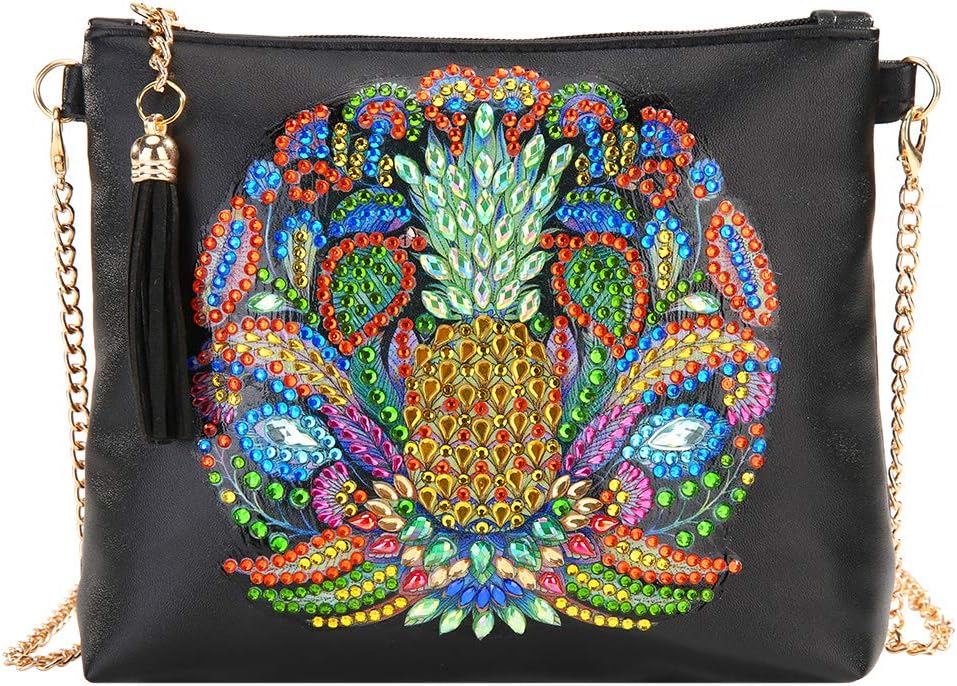 Diamond Painting Wristlet Clutch Zipper Wallet Purse Handbag for Women (Pineapple)