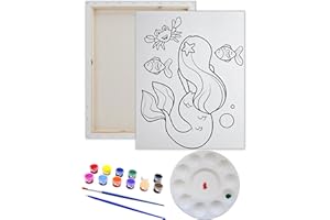 Essenburg Pre Drawn Canvas UNICORN Paint Kit | Adult & Teen Sip and Paint Party Favor | DIY Date Night Couple Activity 8X10 Canvas with paint kit (Mermaid)