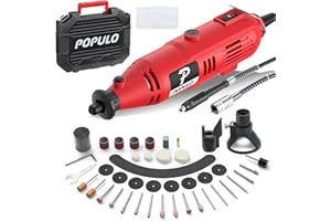 POPULO Power Rotary Tool Kit with Flexible Shaft, 107 PCS, Variable Speed Engraving Tool Kit Grinder Woodworking Corded Rotary Tools Drimmer Set, for Carving Sanding Cutting Polishing, Gift for DIYer