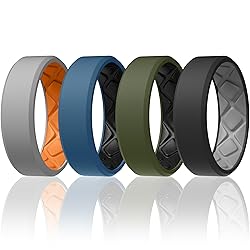Egnaro Men's Silicone Rings, 7.5mm Wide 2.5mm Thick