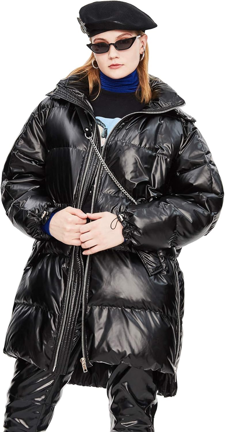 Amazon Com Murfhee Women S Metallic Long Down Jacket Hooded Cool