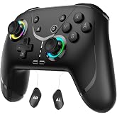 Switch Controller, Wireless Pro Controller for Nintendo Switch 2/Switch/Lite/OLED, Bluetooth controllers Compatible with iPhone/Mac/iPad/iOS/Android/Phone/PC/Steam and TV with Programming/RGB4/Vibration / 3 Turbo Modes/6-Axis/Motion(Black Pro)