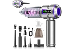 MOXIMX Aspiradora de Mano, Aspiradora para Auto 20000PA y Plumero De Aire, Motor Sin Escobillas De 3 Velocidades, Pantalla LCD, Batería De 6000mah, Aspiradora Inalámbrica para Carro, Camping En Casa