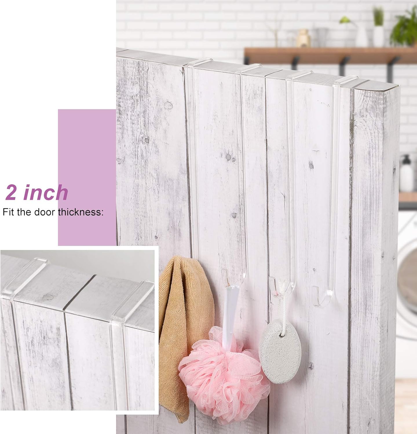 4 Pieces Acrylic Door Wreath Hanger for Front Door for Christmas Wreath Over The Door Hanger, Suitable for 0.14 to 0.16 Inch Door Gap, 12 Inches, Clear: Kitchen & Dining
