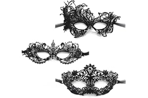 TFTSR Masquerade Masks for Women Couples,Men Mardi Gras Mask,Girls Black Gold Lace Costume,Adults Venetian Party Dress