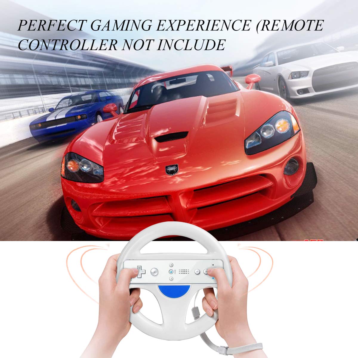 DOYO Mario Kart Wii, 2 Pack Racing Steering Wheel for Wii Controller, Wii Mario Kart Racing Wheels for Nintendo Wii Remote Game (White X 2)