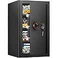 4.3 Cub Large Fireproof Safes for Home, Digital Home Safe Fireproof Waterproof with Electronic Keypad, Spare Keys and Removable Shelf, Anti-theft Fire Safe Box for Money Firearm Valuables
