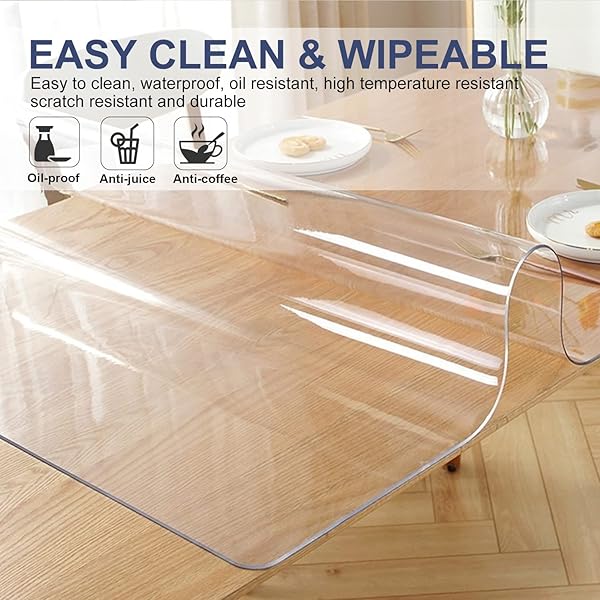 RECTANGULAR CLEAR TABLE PROTECTOR 18X30 INCH CRYSTAL TOP MAT TRANSPARENT WATERPROOF PAD PLASTIC DESK PROTECTOR FOR VANITY WRITING TV BENCH SOFA MAKE-UP MAT