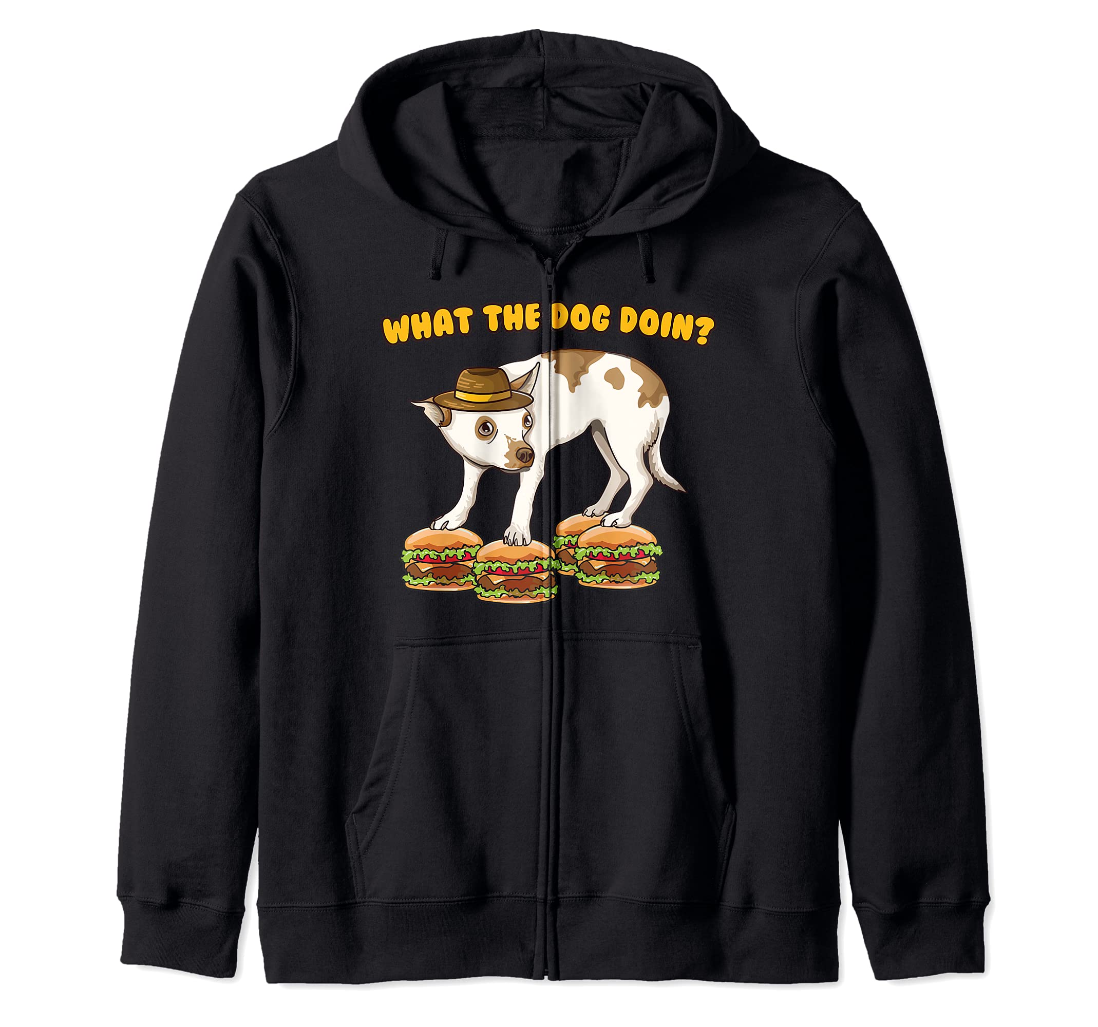 What The Dog Doin Funny Ironic Dank Meme Zip Hoodie