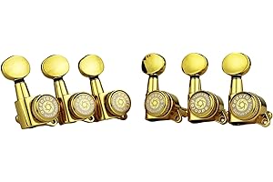 Eddaray 6 In-line Guitar Locking Tuners 6 Right Hand – 1:18 Gear Ratio Lock String Tuning Key Pegs Machine Heads Set with Oval Shaped Knob Replacement, (E-105SP, Gold)