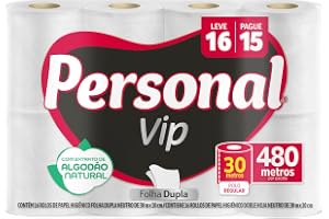 Personal Papel Higiênico Vip Folha Dupla, 16 Unidades Branco (Embalagem Pode Variar)