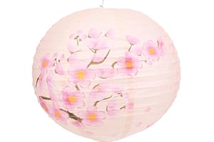 Healifty Japanese Paper Lantern 13.8-Inches Cherry Blossom Decorative Folding Lanterns for Oriental Style