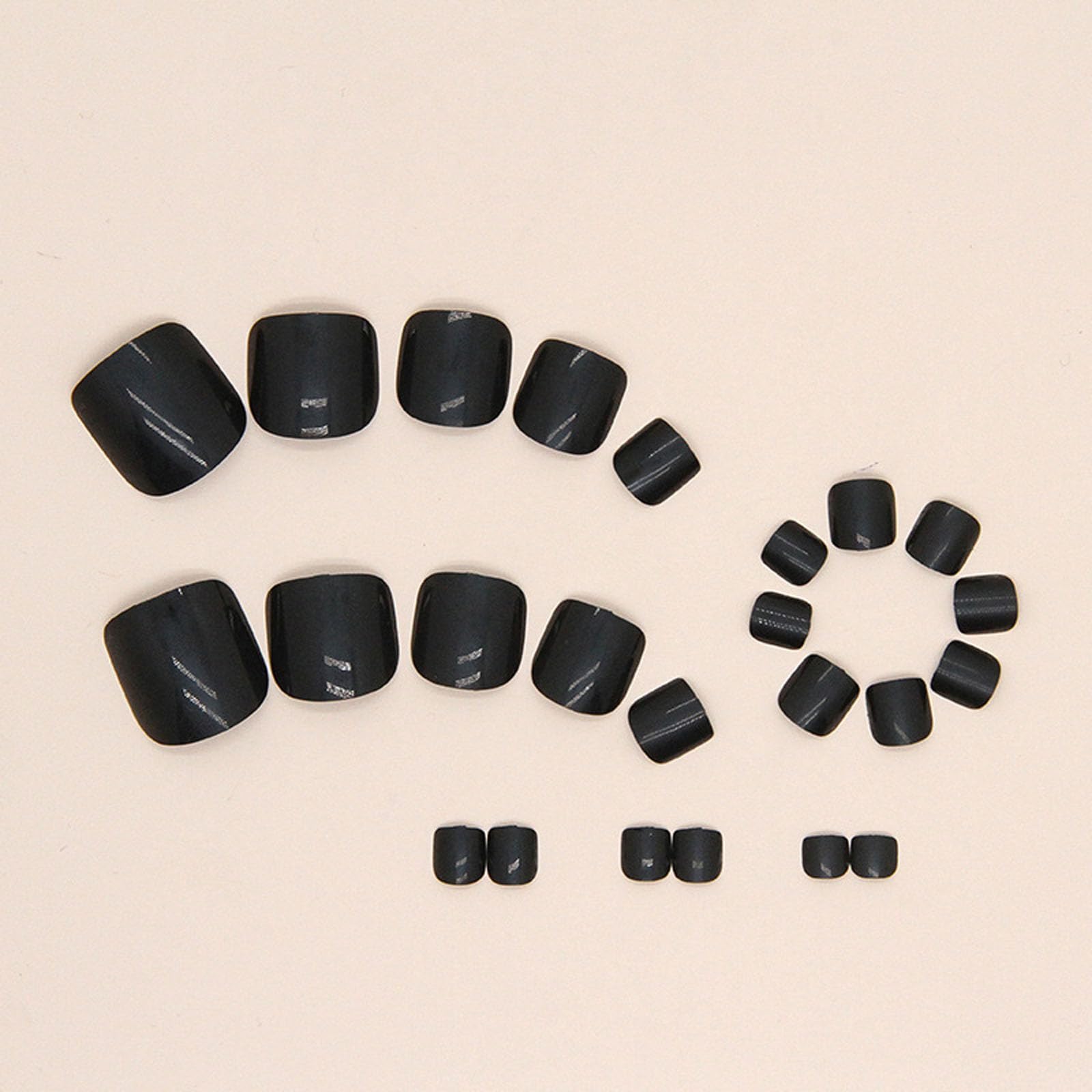 Black Press on Toenails 24pcs Glossy Solid Color Fake Toenails Minimalist Bright Black Toe Nails Summer Fresh Natural Short Acrylic Toenails Glue on Toenails for Women Girls - Image 3