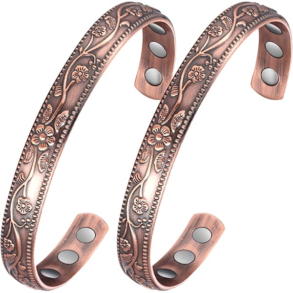 Lymph Drainage Copper Bracelet MagVIVACE Pure Copper Magnetic Anklet - 3500 Gauss Magnets For Pain Relief & Lymph Drainage Healing Copper Bracelet