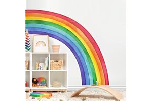 Supzone Large Rainbow Wall Decals, Mural Watercolor Half Rainbow Wall Stickers Peel and Stick Vinyl Wall Art Decor for Girls 