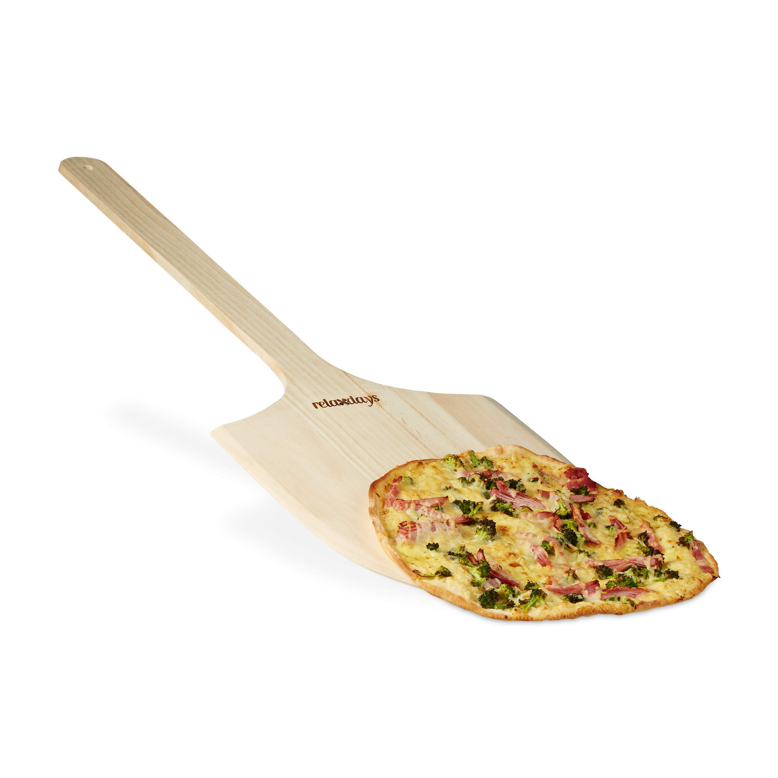 Relaxdays XXL Pizza Peel made of Wood w/ Extra-Long Handle, Size: 1 x 30 x 78 cm Pizza Shovel Carrier, Natural
