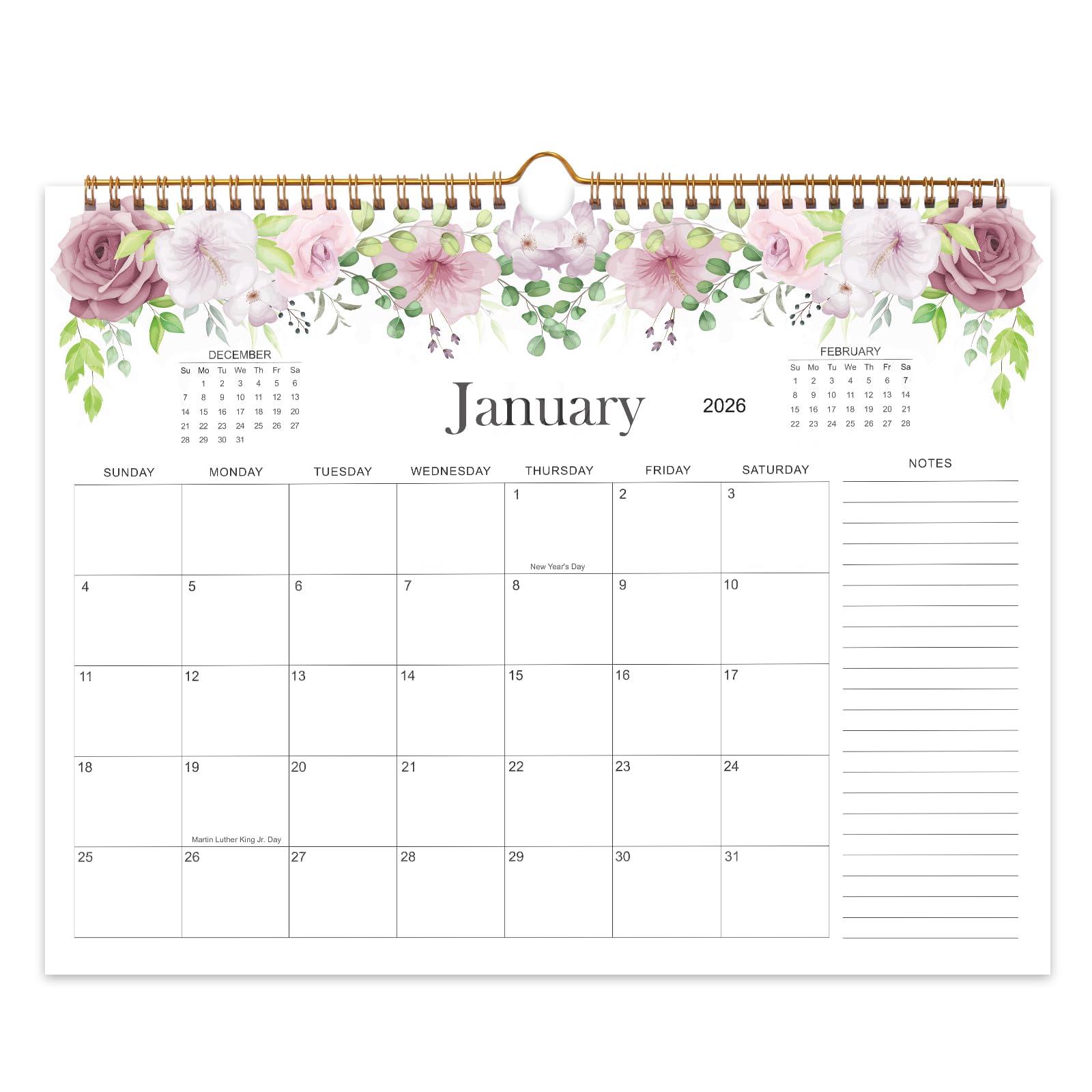 Photo 1 of 2026 Wall Calendar, Tempomind Calendar 2026, 18 Month Wall Calendar January 2026 to June 2027, 14" x 10.5" Aesthetic Hanging Calendar for Home Office School, Floral