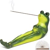 ElectricWise Frog Incense Stick Holder, with 30 Sandalwood Sticks | Green Frog Incense Burner, Ash Catcher Stand Gift for Aromatherapy, Yoga, Relaxing Meditation, Home Living Room Office Decor
