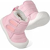 DUONITITI Toddler Snow Boots Double Strap Winter Warm Shoes Baby Faux Fur Lining Soft Fleece Booties with Non-Slip Sole