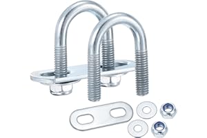METALLIXITY U Bolts 4Set (M6x16x36mm), Round U Bolt Kits Carbon Steel with Nylon Lock Nut Washers Plates - for Construction, Pipe, Trailer, Automotive, Leaf Spring Fastener