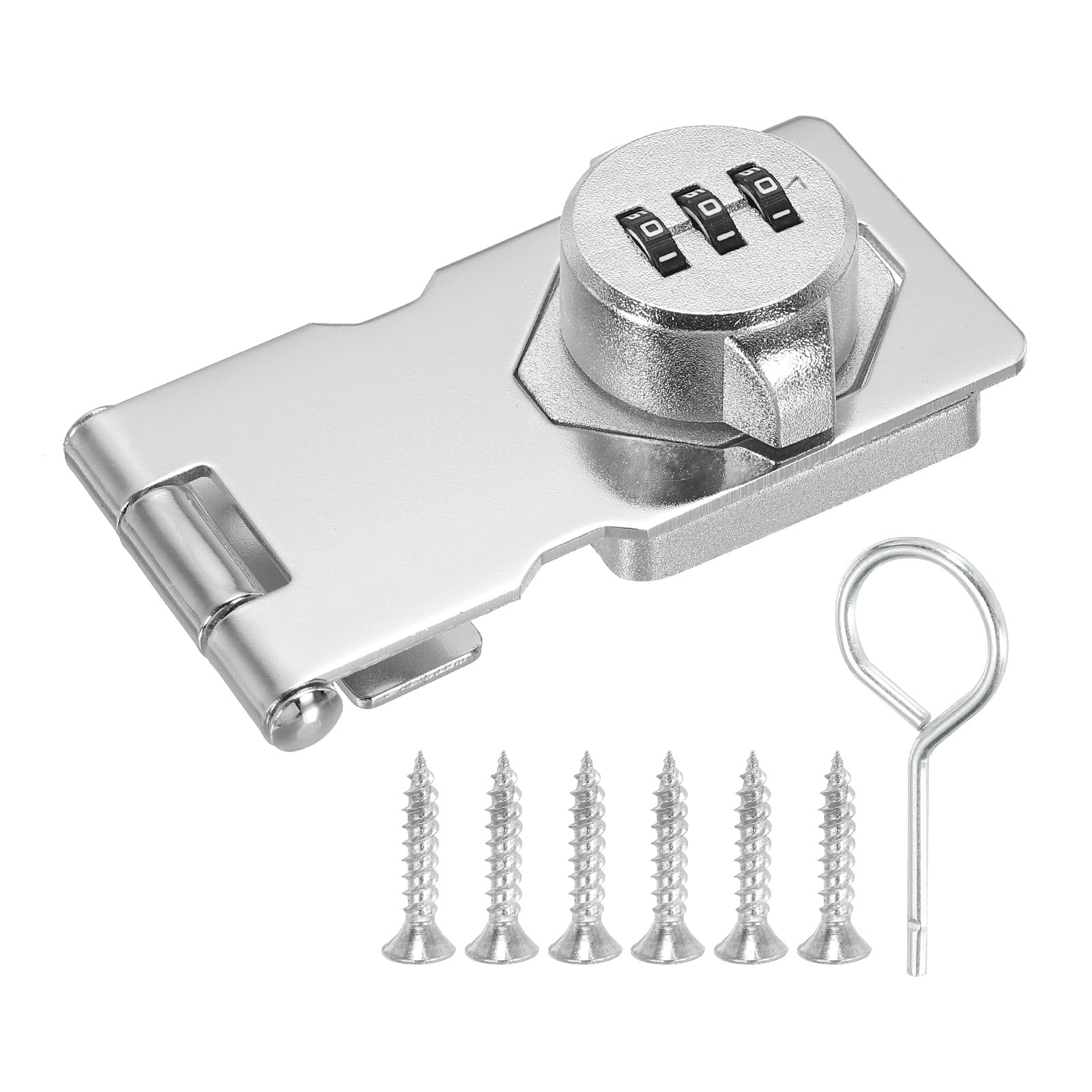 PATIKIL Cabinet Combination Lock, Double Hole Cabinet Password Hasp Locks Galvanized Alloy with 3 Digit Password for Drawer and Cabinet, Silver