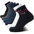 Tommy Hilfiger Men's Quarter Socks - 6 Pack Cushioned Men's Athletic Ankle Socks - Breathable Sports Socks for Men