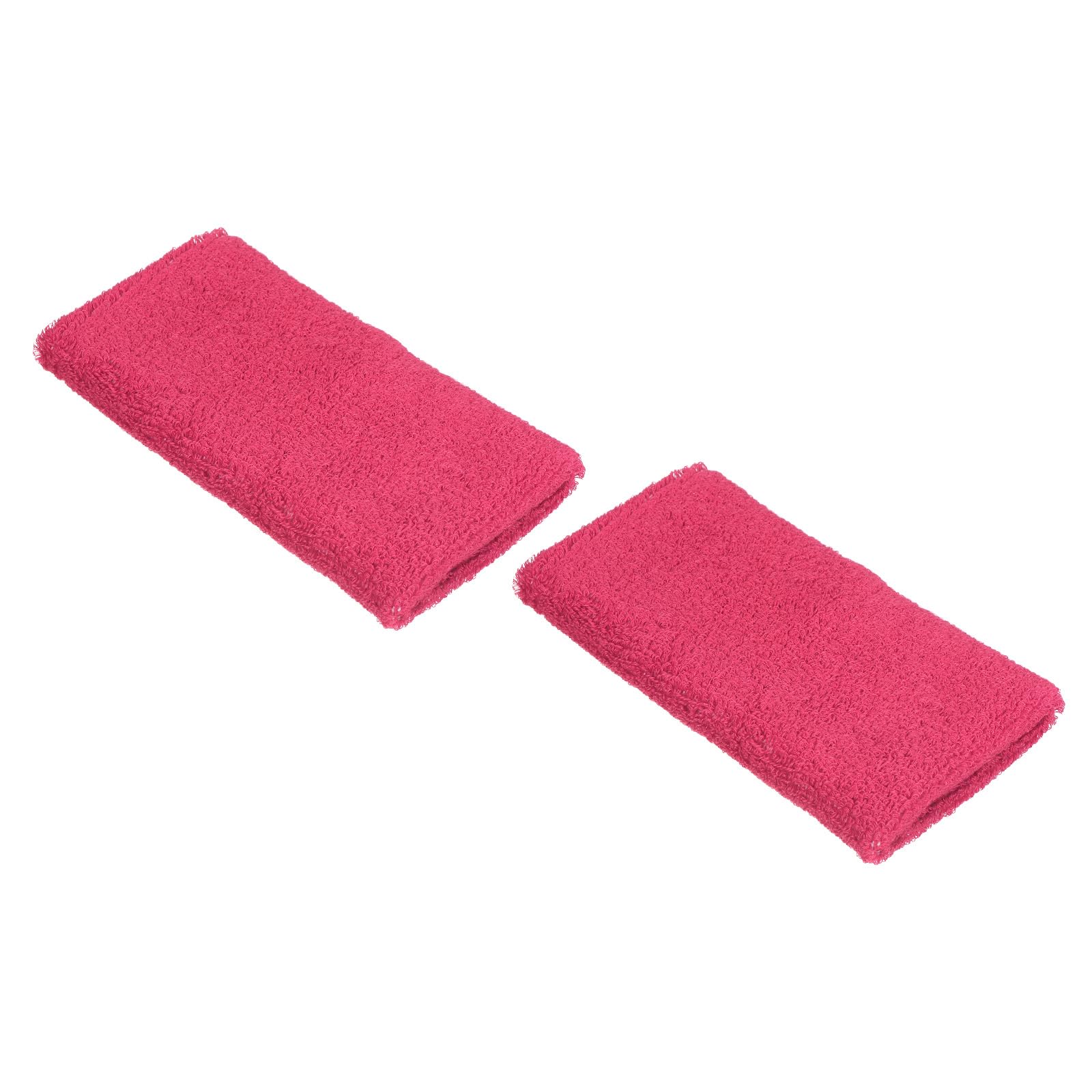 PATIKIL Sports Wristbands 8x15cm, 2 Pack Cotton Terry Cloth Absorbent Sweatband for Tennis Basketball Working Out Athletic Running, Rose Red