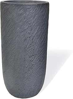 Köhko® Blumenkübel Pflanzkübel aus Fiberglas Pflanzübertopf ø24xH49 cm Anthrazit Rund Übertopf