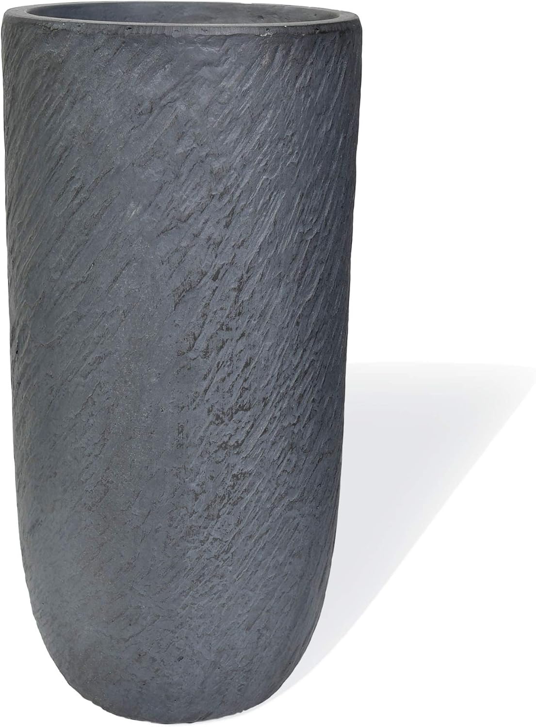 Köhko® Blumenkübel Pflanzkübel aus Fiberglas Pflanzübertopf ø24xH49 cm Anthrazit Rund Übertopf