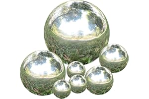 Kesywale Decorative Gazing Ball Set, 7PCS 50-150 mm Gazing Globe Mirror Ball Garden Spheres Centerpiece Balls for Home Outdoor Decor Ornament (Silver)