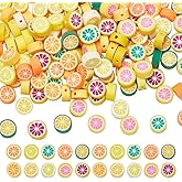 arricraft 170 Pcs Fruit Polymer Clay Beads, Multicolor Handmade Lemon Slice Beads Horizontal-Drilled Heishi Spacer Fruit Beads for DIY Connecting Bracelet Necklace Jewelry Making Craft