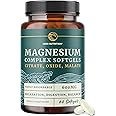 Triple Magnesium Softgels | Citrate, Malate, & Oxide | Highly Absorbable Magnesium Supplement for Digestion, Calm, Leg Cramps, & Sleep Support | 300mg Complex | Easy to Swallow Soft Gels | 60 Count