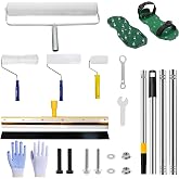 BERXOL Self Leveling Concrete Tool Kit with 20-Inch Spiked Roller | 22-Inch Squeegee, 9-Inch Spiked Roller, 9-Inch &amp; 4-Inch Paint Rollers, Spiked Shoes and Approx. 52in Sectional Pole