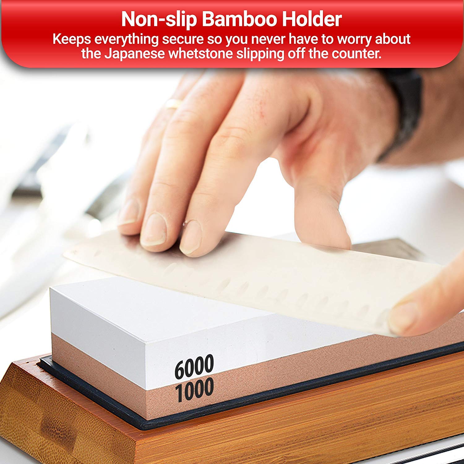 TATARA Japanese Whetstone 1000/6000 Grit Double Sided Knife Sharpening Stone With Honing