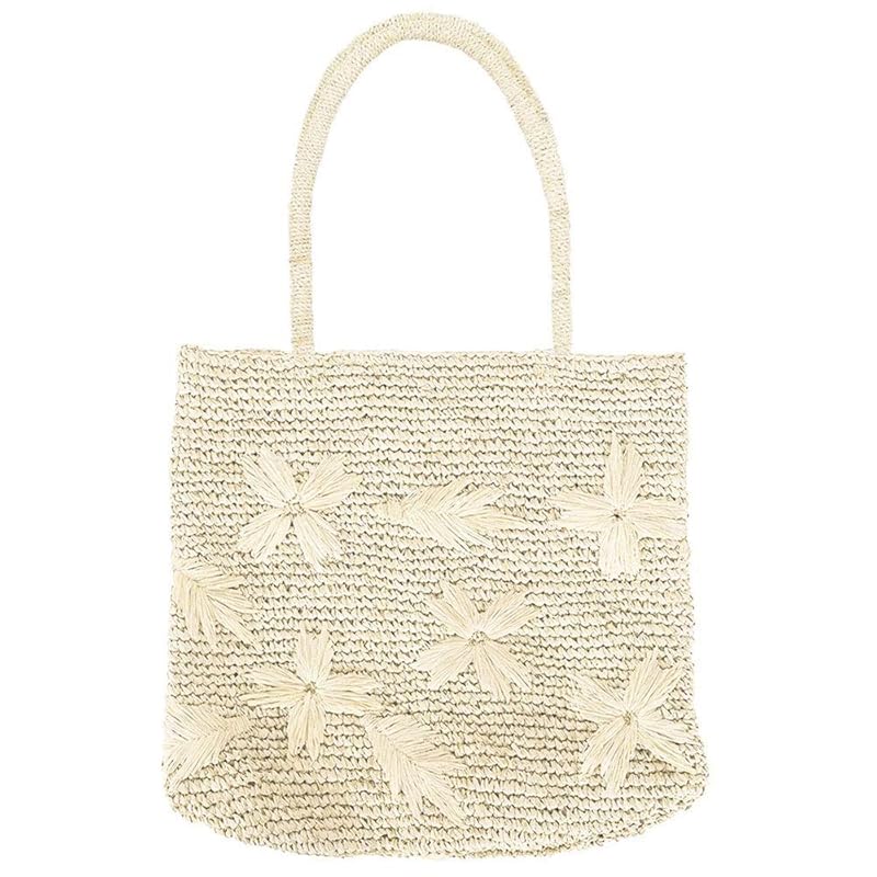 grey floral embroidered tote bag