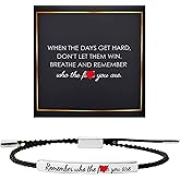 BlingNook Dont Let The Hard Days Win Bracelet for Women and Men, Motivational Stainless Steel Bar Handmade Adjustable Braided Bracelet with Gift Card Inspirational Adult Jewelry