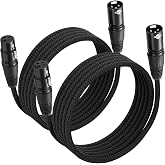 Shaevle XLR Microphone Cable 2 Pack 10 Feet/3M Male to Female 3 Pin Nylon Braided for Studio Recording and Live Production, B