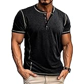 Asamqu Mens Short Sleeve Shirts Casual Cotton Basic Henley Shirts Summer Lightweight T-Shirts