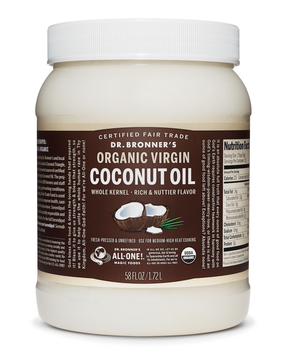 Dr. Bronner's FreshPressed Virgin Coconut Oil Whole