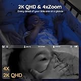 BOIFUN 2K WiFi Baby Monitor with Two Cameras 4x Zoom PTZ Split Screen view 5