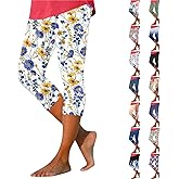 GOHRSHA Capri Pants for Women Casual Summer Pants Floral Print Yoga Capris High Waisted Tummy Control Leggings Seamless