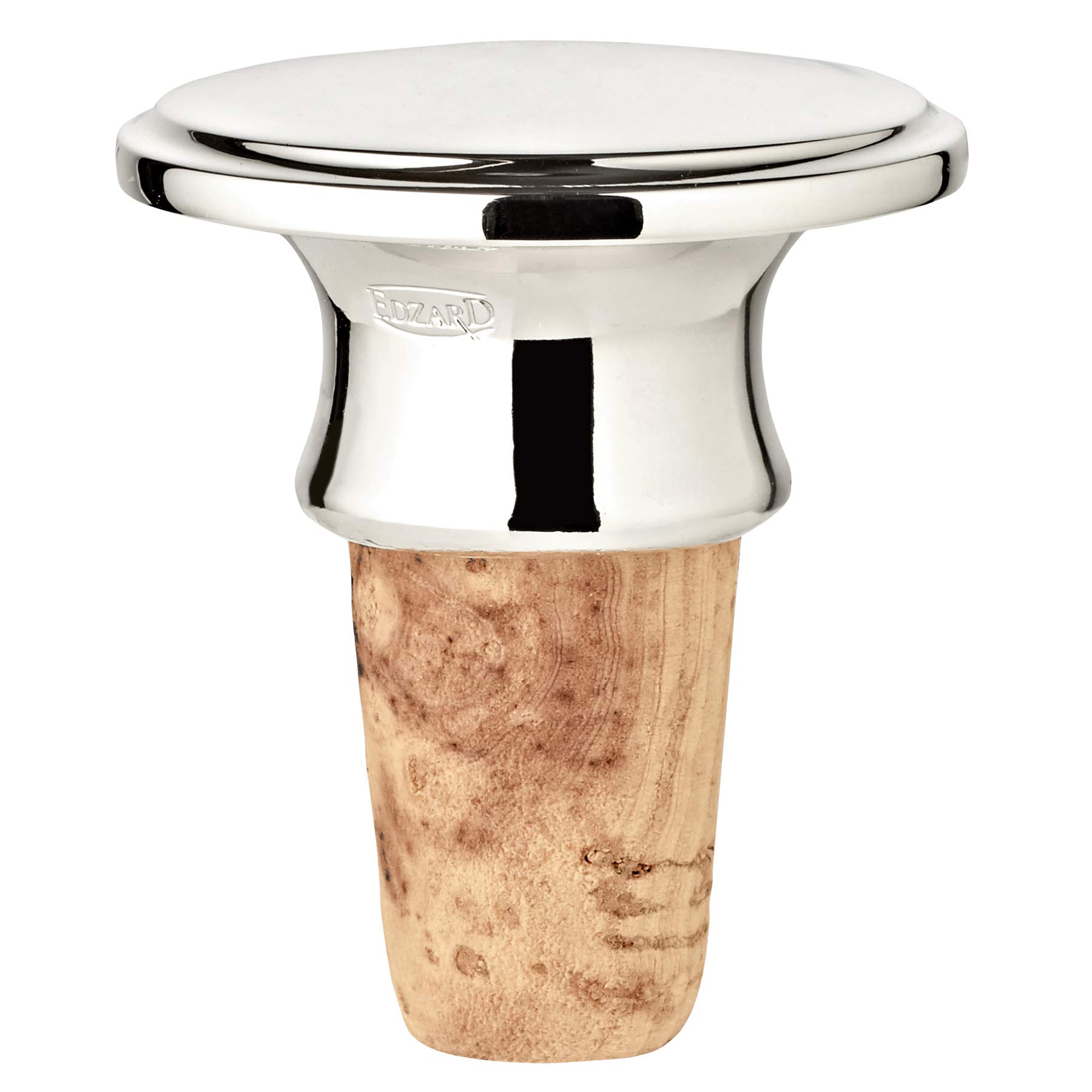 Edzard Bottle Cork Bottle Stopper in Classic Design for Champagne, Wine and Sparkling Wine, Silver Plated, Tarnish Protected, Height 2,4 in