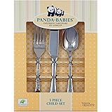 Ginkgo International Panda-Babies 3-Piece Child Stainless Steel Flatware Set