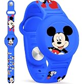 Waterproof Airtag Bracelet for Kids, Cute Cartoon Silicone Air Tag Holder Hidden Design, Light Weight Compatible with Apple AirTag Wristband for Child, Blue