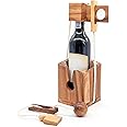 BSIRI Wine Bottle Puzzle - Challenging 3D Wooden Wine Bottle Holder and Wine Lock Puzzle Games for Adults. Functional Wine St