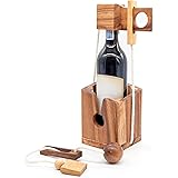 BSIRI Wine Bottle Puzzle - Challenging 3D Wooden Wine Bottle Holder and Wine Lock Puzzle Games for Adults. Functional Wine St