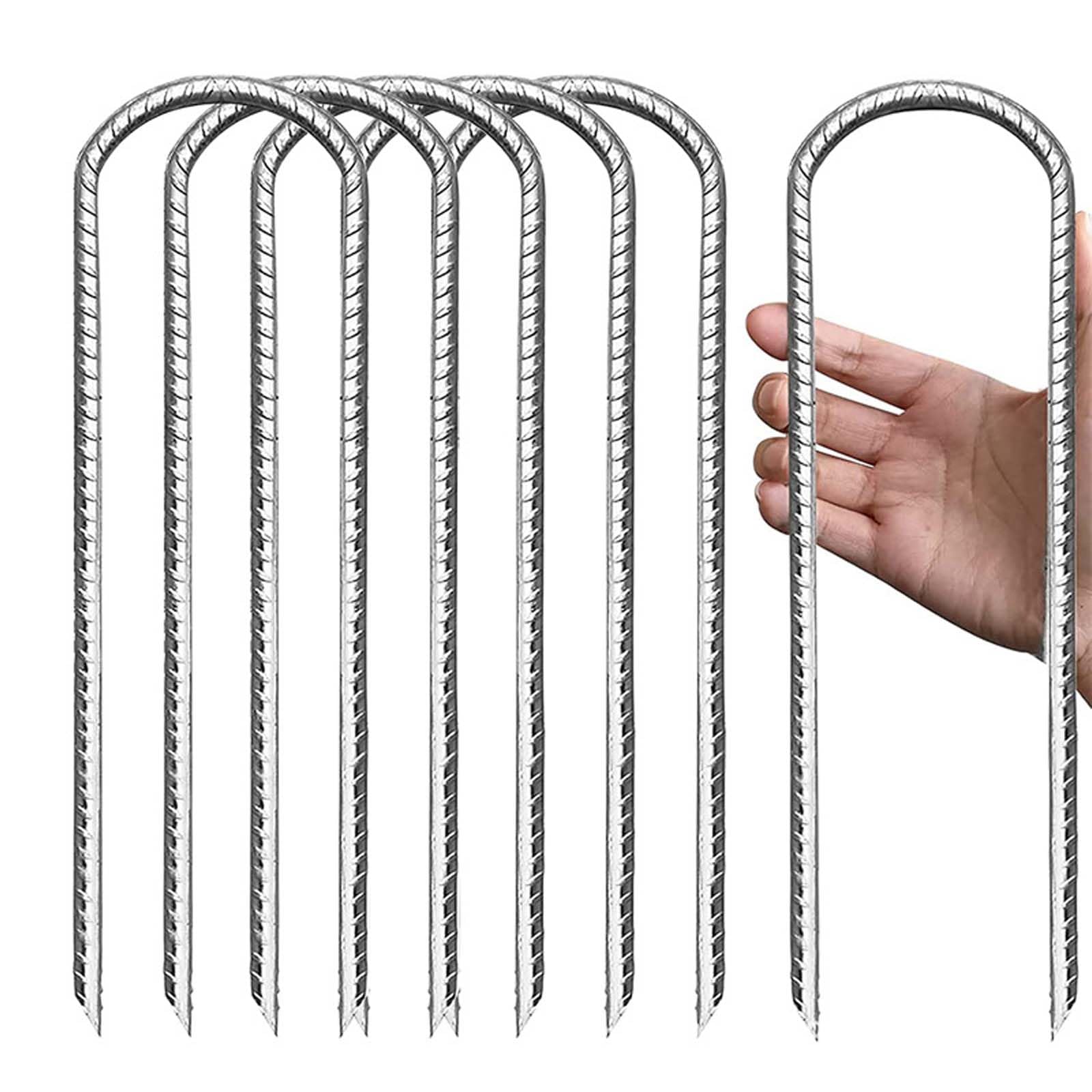 12 Pack Ground Stakes, 30CM Tent Nails, Ground Anchors Garden Staples Steel Galvanized Pegs, Heavy Duty U Landscape Pins, Silver Landscape Staples for Trampolines Camping Canopies Sheds Swing