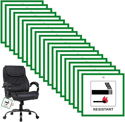 Qianeffort 20 PCS Fire Safety Labels for Furniture 9x9 cm Green